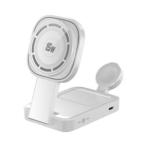 <span class=keywords><strong>Chargeur</strong></span> sans fil magnétique 3-en-1 Qi2 certifié QC4.0 15W pour téléphones, écouteurs et montres – Station de charge magnétique compatible - Product Image 6