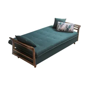 现代多功能沙发客厅家具折叠床沙发床与存储和凳子木质和织物扶手
