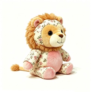 Lindo león de peluche personalizado, león de peluche con diseño de patchwork, león de peluche sentado, león de peluche rosa. - Product Image 1