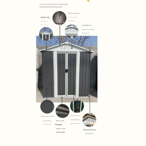 Système d'organisation d'outils de jardin en acier Hangar de rangement extérieur avec étagères - Product Image 6