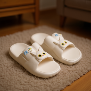 Pantofole con Motivo Gatto Bianco Taglia 38/39 40/41 Fodera in Peluche Suola Ammortizzata in EVA Per Tutte le Stagioni Uso Domestico - Product Image 2