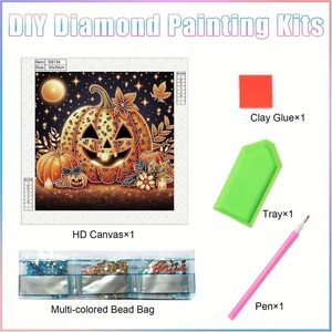 Vente en gros de kits de mosaïque de diamants 5D <span class=keywords><strong>à</strong></span> faire soi-même, imprimés de dessins animés, <span class=keywords><strong>citrouille</strong></span> d'Halloween, lumière en résine, papier <span class=keywords><strong>à</strong></span> <span class=keywords><strong>dessin</strong></span> en diamant, arbre pour la maison - Product Image 4