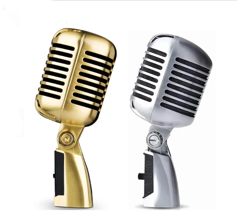 Professional Wired Vintage Classic Microphone Good Quality Dynamic Moving Coil Mike Deluxe Metal Vocal Old Style Ktv Mic Mike