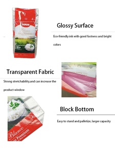 Saco de Arroz Tejido Cuadrado Personalizado de 25, 49, 50 Kilos, Saco Tejido de Polipropileno Laminado Bopp para Envasado de Granos Agrícolas y Trigo - Product Image 4