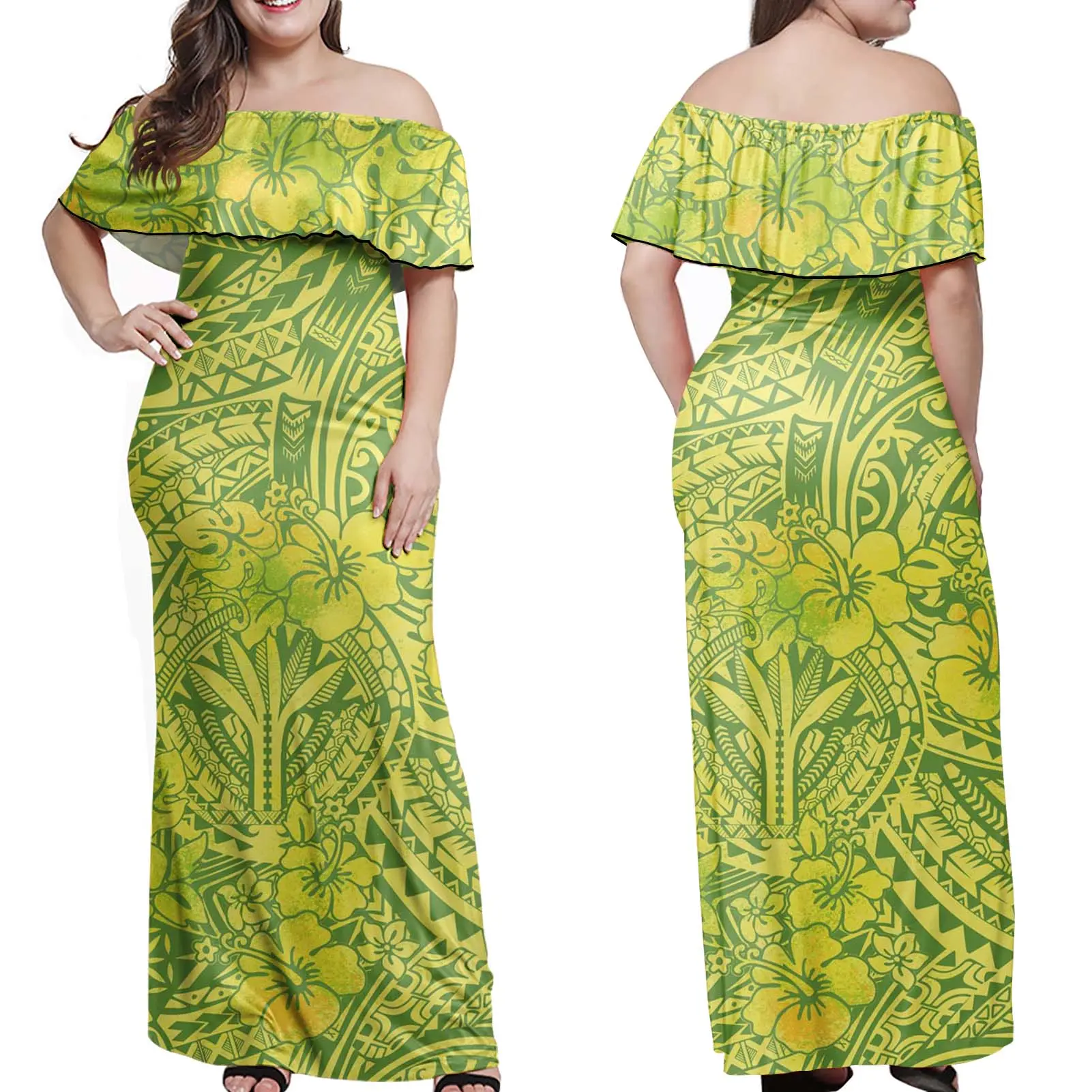 Up to 7XL Samoan Polynesian Tribal Printed Ladies Dresses Women Clothing Casual Chinese Dress Traditional Clothing Vendor Dress