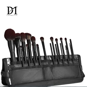 Supplier manufacturer 25 pieces natural hair silver makeup brush full set professional makeup blender brush set with PU belt bag