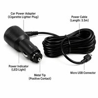 Cable Cargador para Cámara de Coche, 12-24V, Encendedor de Cigarrillos, Cable de Alimentación de 3.5m, Conector Mini USB, 1 Año de Garantía, Ajuste Universal