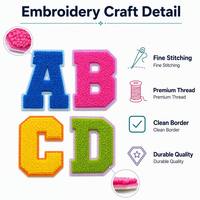 Patch brodé thermocollant personnalisé en chenille, lettres A-Z, pour vêtements, chapeaux et sacs – Vente en gros