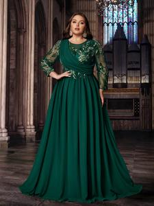 Abito <span class=keywords><strong>da</strong></span> <span class=keywords><strong>sera</strong></span> in chiffon e pizzo con perline in stile africano, traspirante, a trapezio, per damigelle e matrimoni, per donne curvy, a maniche lunghe - Product Image 3