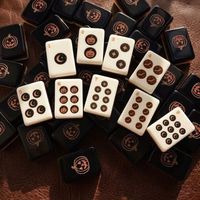 Jeu de Mahjong Américain d'Halloween avec tuiles imprimées Citrouille et Fantôme, 160 tuiles en acrylique pour les fêtes et le divertissement