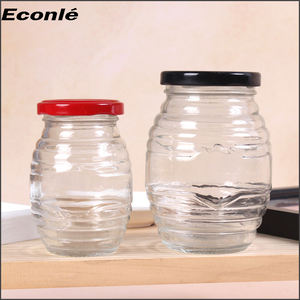 Frascos de Vidrio Transparente para Miel al por Mayor, Personalizados, de 100ml, 250ml, 500ml y 1000ml con Tapas de Rosca, Frascos Redondos de Vidrio para Mermelada - Product Image 1