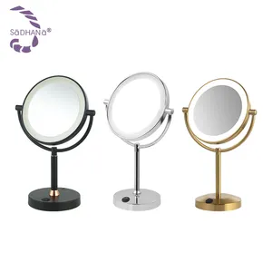 卧室浴室化妆镜圆形3x 5x放大镜发光二极管光化妆镜两侧带灯面部美容镜
