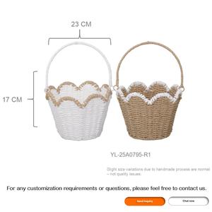 <span class=keywords><strong>Cesta</strong></span> de Almacenamiento Tejida con Cuerda de Papel con Borde Festoneado, Asa Desmontable, para Pascua, Flores, Regalos de Boda, Decoración de Guardería, Organizador Personalizado - Product Image 3