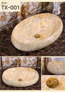 Lavabo de Cerámica Moderno de Lujo Ecológico Fácil de Limpiar con Capacidad de 12L con Patrón de Mármol para <span class=keywords><strong>Encimera</strong></span> - Product Image 3