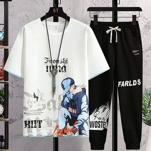 Completo Estivo Casual da Uomo: T-shirt a Maniche Corte e Pantaloni Lunghi, Set Due Pezzi - Product Image 2