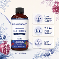 Formula Cairan Rambut Harian 473ml Blueberry Pomegranate Penunjang Pertumbuhan Rambut & Kulit Bebas Gula Suplemen Diet