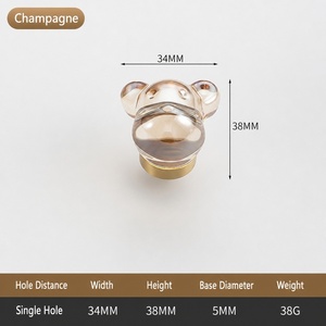 Poignée simple en verre cristal bronze pour porte de placard, petite, de luxe, minimaliste, couleur champagne, transparente, contemporaine, pour villa et cuisine - Product Image 2