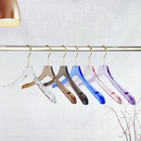 Percha de acrílico transparente para ropa, soporte para tiendas de ropa, vestidos de novia, con logotipo personalizado, clip para pantalones de adulto