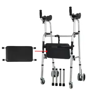 Andador de aluminio multifuncional para ancianos, hemiplegic bastón de ayuda para caminar, entrenamiento de extremidades inferiores, cuatro patas