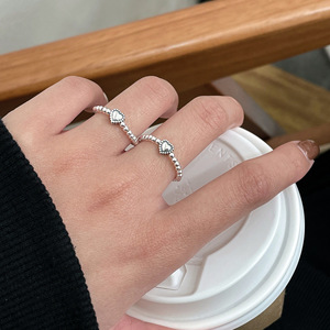 S925 Sterling <b>Silver</b> Heart Shaped Open <b>Ring</b> For Women Everyday Wear <b>Plain</b> <b>Ring</b> Jewelry - Product Image 1