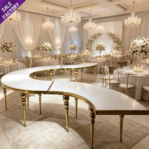 ODM Custom Wedding Ceremony Party Decoration White Top <b>Gold</b> Stainless Steel Serpentine S Shape Luxury Event Dining <b>Tables</b> - Product Image 6