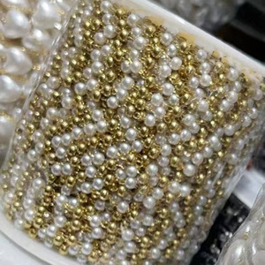 Stainless Steel Pearl Chain 18k Gold Plated High Quality DIY <b>Bag</b> Lighting Decorative Chain For Clothing <b>Accessories</b> - Product Image 4