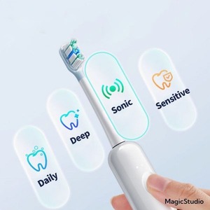 Brosse à dents vibrante sonique, 60 °   Nettoyage par oscillation, stérilisation hautement efficace, verrouillage de voyage portable, plusieurs têtes de brosse - Product Image 3