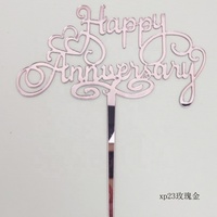 Acryl Rose Gold Spiegel Lasers ch neiden Brief Kuchen Dekoration Happy Anniversary Cake Topper