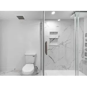 Italienisches Design Calacatta Statu ario weiße Marmor adern Kunst quarz platten künstlicher weißer Quarz für Dusch wände