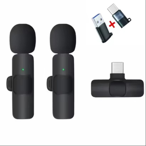 Micrófono Lavalier estéreo inalámbrico K9, entrevista en vivo, <span class=keywords><strong>Mini</strong></span> micrófono de solapa con cancelación de ruido para exteriores, micrófono Lavalier de solapa con Clip - Product Image 2