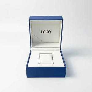 Caja de Cuero PU Azul para un Solo Reloj/Joyería, Directo de Fábrica, con Impresión de Logotipo Personalizado, Incluye Almohada de Terciopelo - Product Image 4