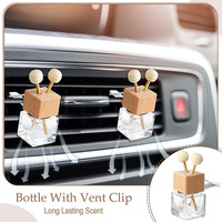 Botellas Difusoras de Perfume para Coche Vacías de 8 ml con Clip de Ventilación, Tapas de Madera y Varilla para Fragancias y Aceites Esenciales