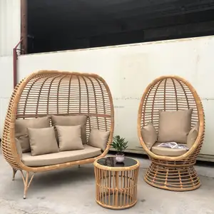hotel garden Balcony bird shape outdoor rattan garden bed and patio lounge chair Rattan Wicker Furniture Sets