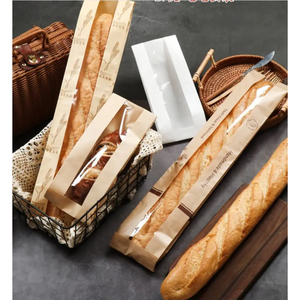 Imballaggio personalizzato sacchetto di pane Kraft biodegradabile regalo cibo di nozze sacchetto di carta Baguette Croissant Bread <span class=keywords><strong>Bag</strong></span> con finestra trasparente - Product Image 5