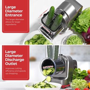 Wallepac 250W Coupe-légumes électrique professionnel, Hachoir à salade, Trancheuse à fruits, Râpe de cuisine de précision - Product Image 5