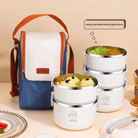 Boîte à lunch isotherme multicouche en acier inoxydable 304 sans BPA, simple, étanche, durable, avec poignée, pour étudiants et camping