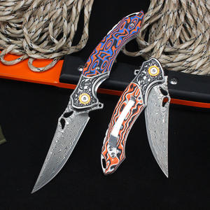 Coltello Pieghevole GT-DM024 in Acciaio Damasco Personalizzabile con Manico in Fibra e Acciaio per Attività all'Aperto Tunafire - Product Image 2