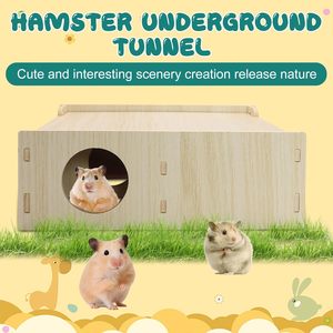 Tunnel en bois moderne et écologique pour hamster et souris, durable et facile à assembler, avec <span class=keywords><strong>chambre</strong></span> secrète et cachette, jouets d'exploration - Product Image 3