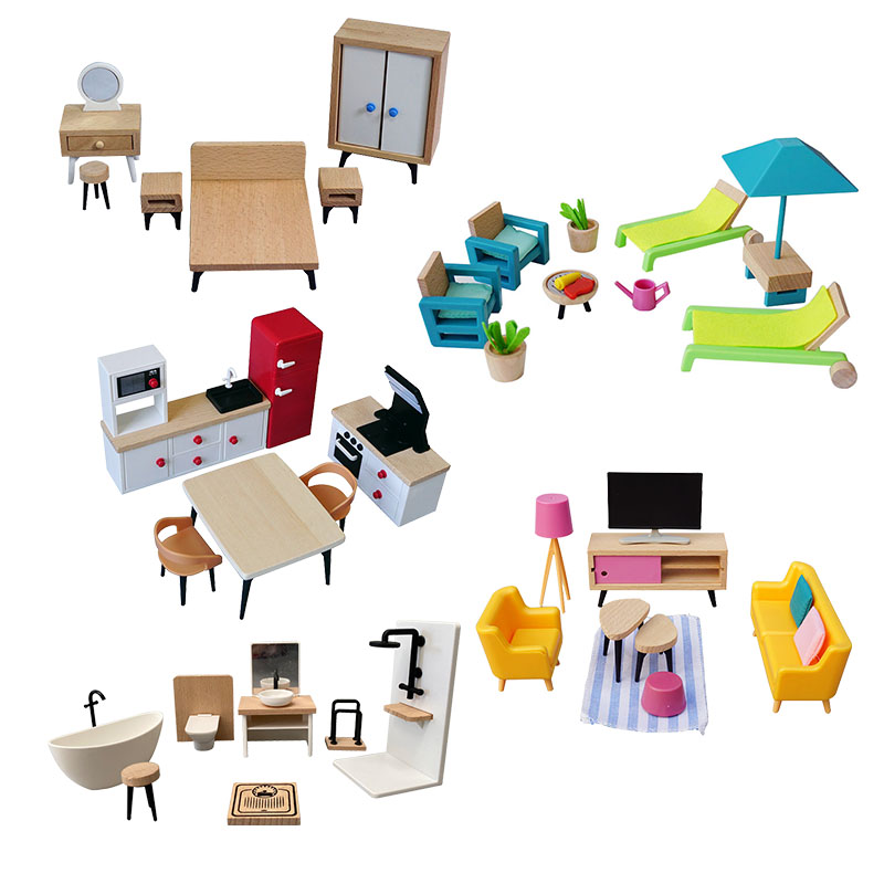 Деревянный кукольный домик, аксессуары для мебели, ролевые игрушки 1:12, деревянный кукольный домик, миниатюрная мебель, игрушка для детей
