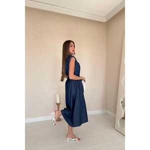 Vestido Halter de Tencel Azul Modesto con Estampado Floral Sólido de Alta Calidad, Talla XS para Mujer/Dama, Ideal para Fiestas Diurnas, Venta al por Mayor ODM - Product Image 2