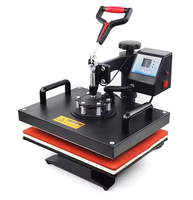 Mesin Pres Setrika Datar Semi-Otomatis 38*38cm 8in1, Mesin Transfer Panas Kaos, Printer Flatbed Transfer Digital untuk Pakaian
