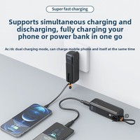 Batterie externe C8-Mini avec prise AC, 10 000 mAh, en plastique de haute qualité, câble USB-C intégré, compacte et portable, prenant en charge la charge rapide bidirectionnelle