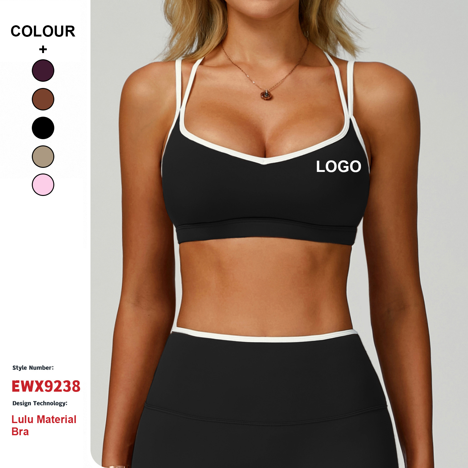 Contrast Color Second-Skin Sports Vest Quick-Dry Tight Cross Back Workout Top Women Running Fitness Sports Quick Dry Yoga Bra