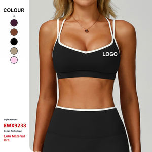 Top Deportivo de Secado Rápido con Espalda Cruzada y Contraste de Color para Mujer, Ideal para Running, Fitness, Yoga y Entrenamiento - Product Image 1