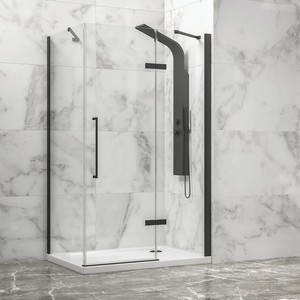 Kamalu Modern Frameless <b>Shower</b> Enclosure 90x130 <b>Black</b> Swing Door with 10mm Glass for Bedroom Bathroom Exterior Hotel-KT5000N - Product Image 1
