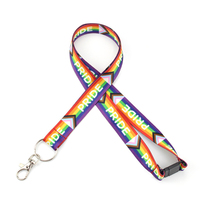 Tali Lanyard Polyester Pelangi LGBT, Stok Tersedia, Cetak Sublimasi, Warna-warni, Tali Lanyard Gay Pride