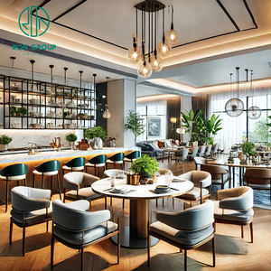 Bureau roumain de style luxueux et haut de gamme Table en marbre de haute qualité Chaise en PU Meubles de restaurant de club Ensembles de tables et de chaises - Product Image 1