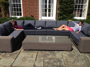 Muebles de jardín Foshan/Shunde, sofá largo de ratán para exteriores, balcón, sofá de jardín de mimbre moderno impermeable - Product Image 6