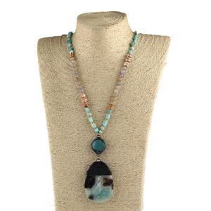 Collar de Piedras Naturales de 6mm y 8mm con Nudo, Collar con Colgante de Piedra Preciosa Grande Irregular, Joyería Personalizada para Mujer - Product Image 2