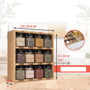 Organizzatore per <span class=keywords><strong>Spezie</strong></span> in Bambù a 4 Ripiani, Portaspezie da Cucina con 16 Barattoli, Organizzatore in <span class=keywords><strong>Legno</strong></span> per Condimenti da Bancone - Product Image 2